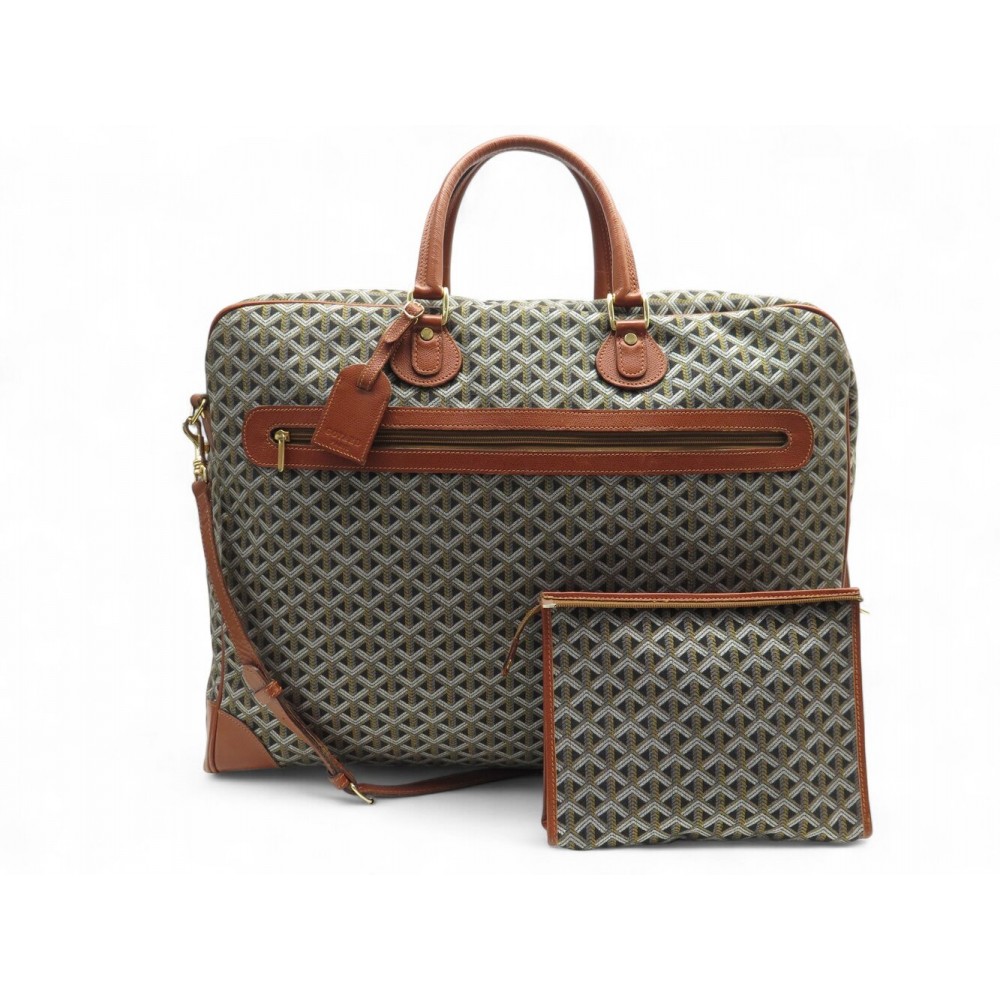 PORTE VETEMENTS COSTUMES GOYARD EN TOILE & CUIR TROUSSE BANDOULIERE GARMENT BAG
