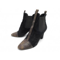 CHAUSSURES BOTTINES LOUIS VUITTON REVIVAL ANKLE BOOTS 39 MONOGRAM & DAIM 1440€