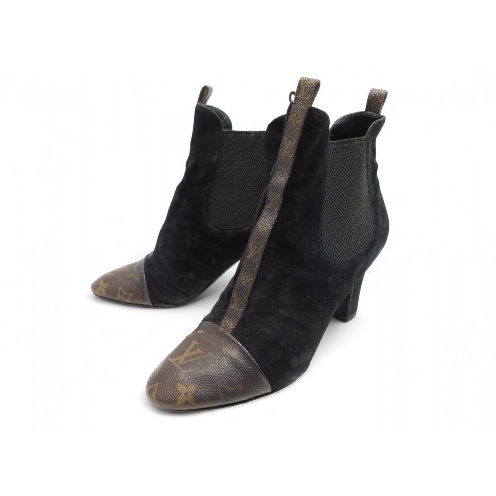CHAUSSURES BOTTINES LOUIS VUITTON REVIVAL ANKLE BOOTS 39 MONOGRAM & DAIM 1440€