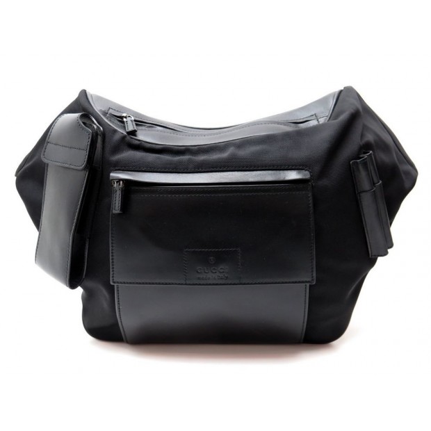 NEUF SAC A MAIN GUCCI 1605 BANDOULIERE TOILE CUIR NOIR MESSENGER BAG PURSE 980€