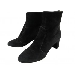 CHAUSSURES BOTTINES LOUIS VUITTON ANKLE BOOTS 39 EN DAIM NOIR DEER SHOES 1440€