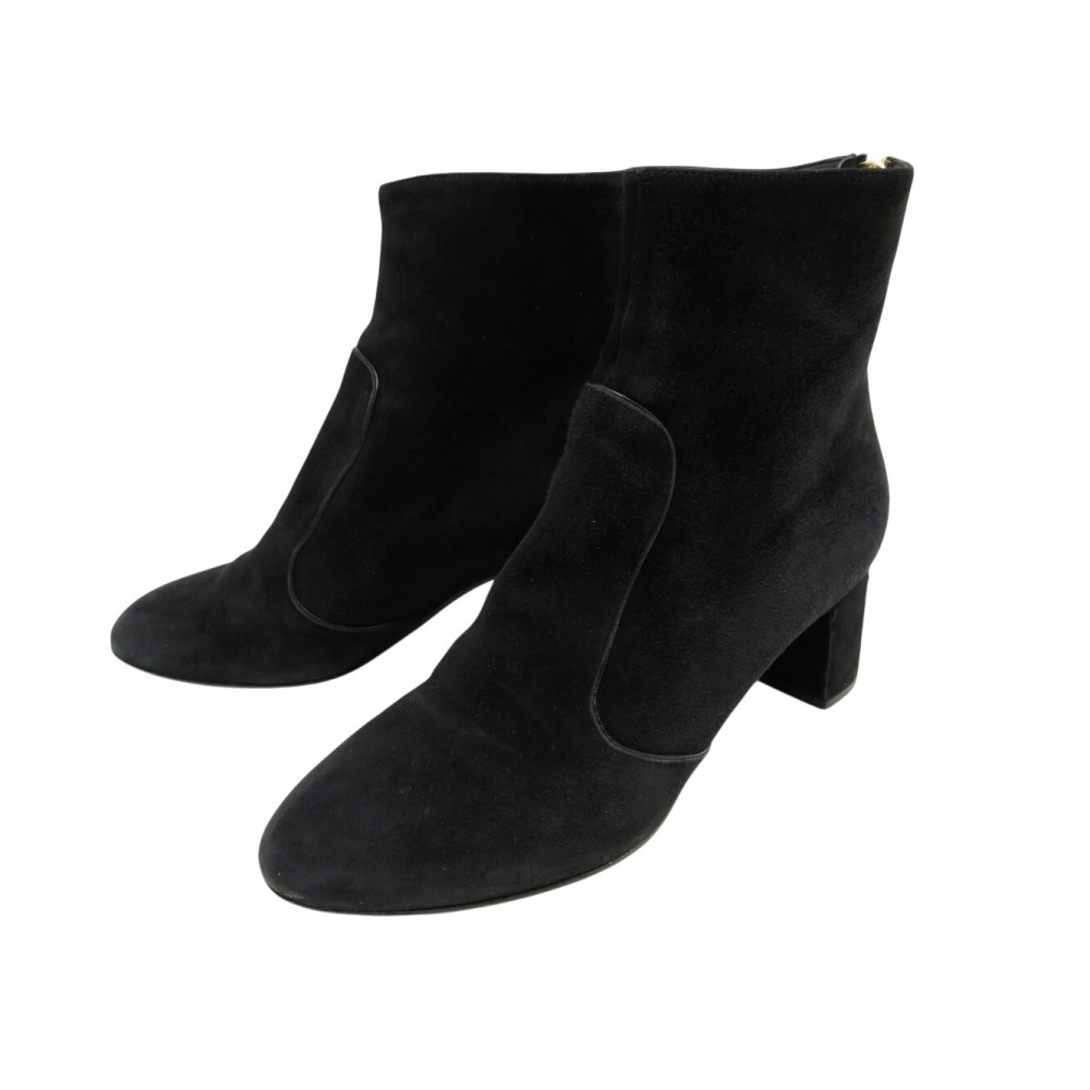CHAUSSURES BOTTINES LOUIS VUITTON ANKLE BOOTS 39 EN DAIM NOIR DEER SHOES 1440€