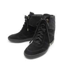 CHAUSSURES BASKETS TALONS COMPENSES LOUIS VUITTON MONOGRAM 39.5 DAIM SHOES 815€