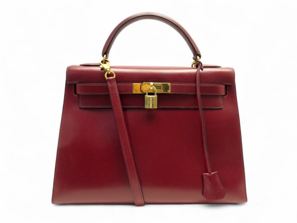 sac a main hermes kelly 32 sellier 1995 en cuir box