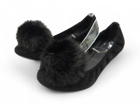 chaussures ballerines louis vuitton pompom 39 daim