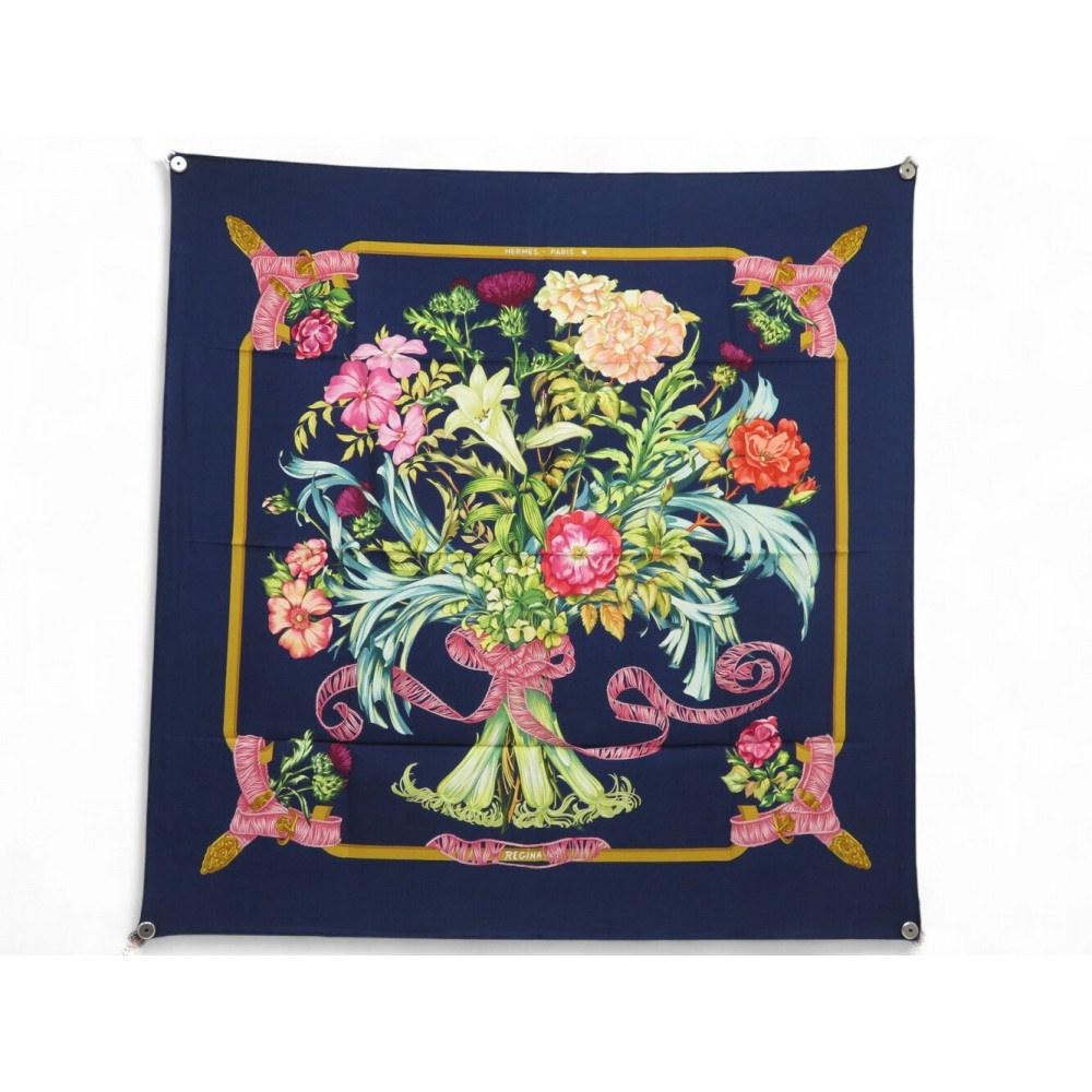 VINTAGE FOULARD HERMES REGINA 1ERE EDITION L. MANCHARI CARRE 90 SOIE SCARF 530€
