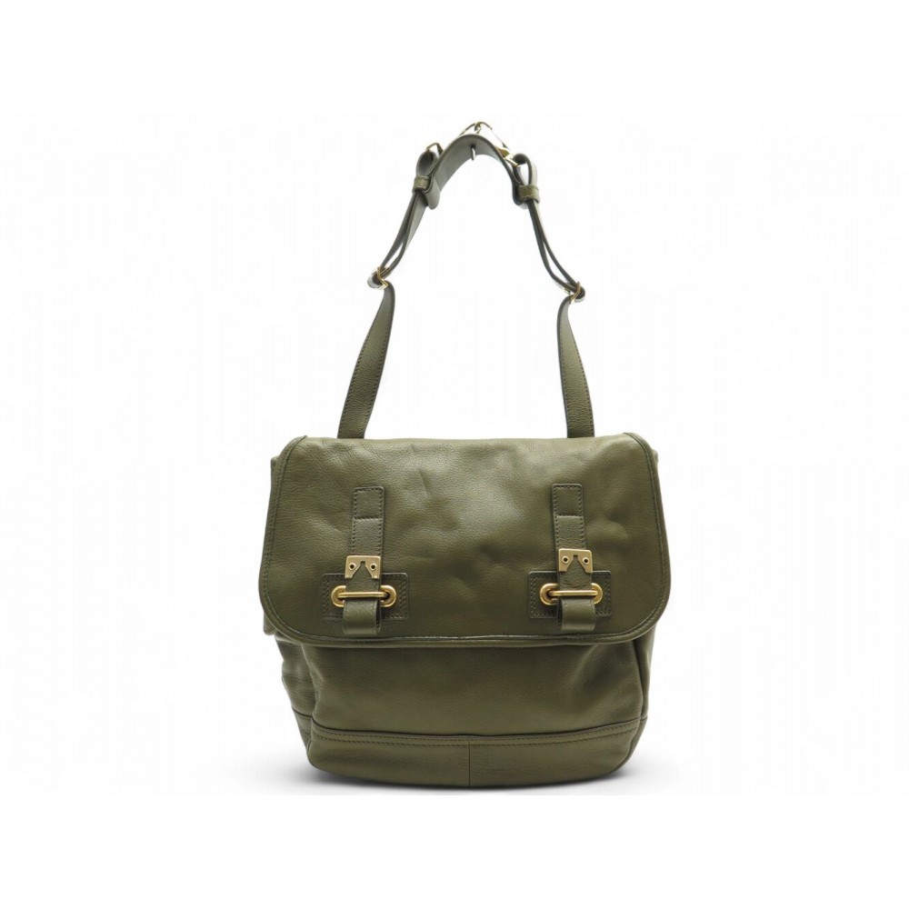NEUF SAC A MAIN YVES SAINT LAURENT 191839 BESACE CUIR KAKI HAND BAG PURSE 2300€