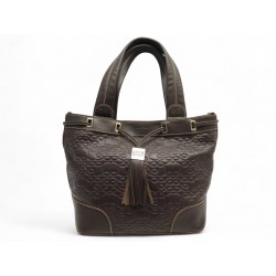 NEUF SAC A MAIN LANCEL CUIR EMBOSSE MARRON LOGO LEATHER NEW HAND BAG PURSE 750€