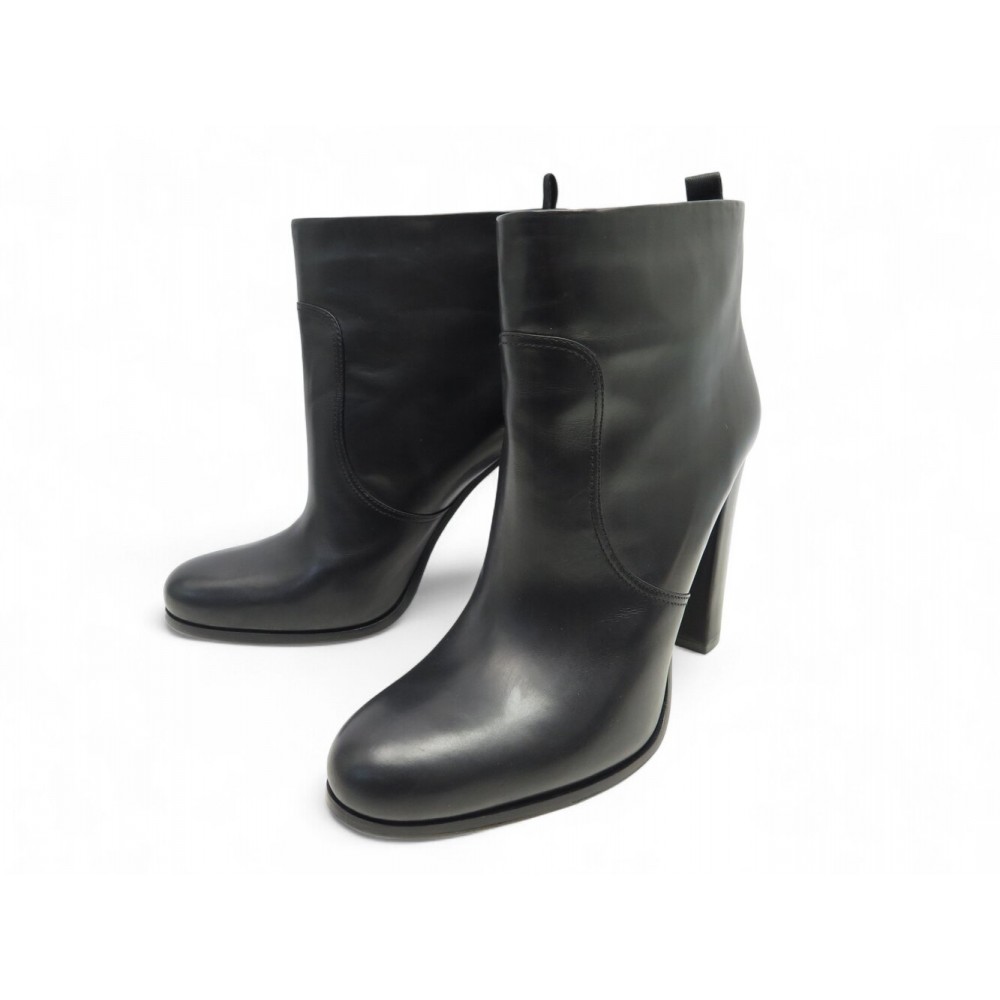 CHAUSSURES BOTTINES PRADA 40 EN CUIR NOIR BLACK LEATHER ANKLE BOOTS SHOES 1350€