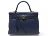 sac a main hermes kelly 35 en cuir retourne bleu