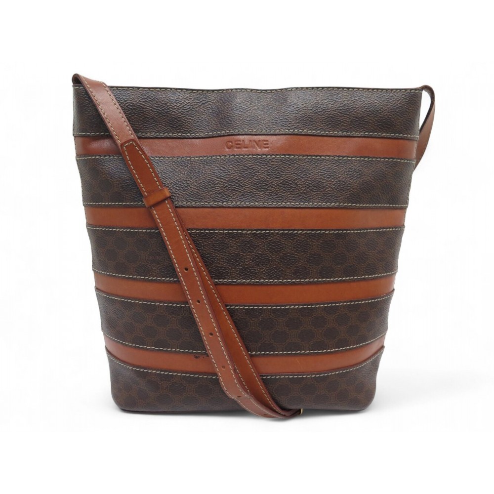 VINTAGE SAC A MAIN CELINE SEAU TOILE MACADAM TRIOMPHE BANDOULIERE HAND BAG 1450€
