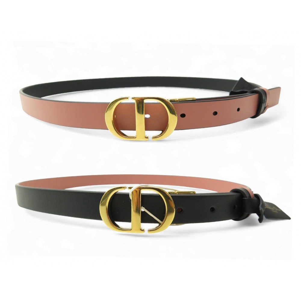 NEUF CEINTURE CHRISTIAN DIOR MONTAIGNE FINE REVERSIBLE T90 BOUCLE LOGO CD 590€