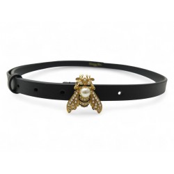 NEUF CEINTURE CHRISTIAN DIOR FINE BOUCLE ABEILLE T75 EN CUIR NOIR NEW BELT 590€