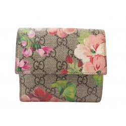 PORTEFEUILLE GUCCI 410071 EN TOILE GG SUPREME MONOGRAM BLOOMS ROSE MONNAIE 500€