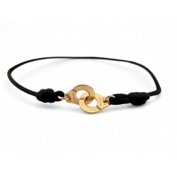 BRACELET DINH VAN MENOTTES R10 341102 EN OR JAUNE 18K 2.9GR & CORDON NOIR 1220€