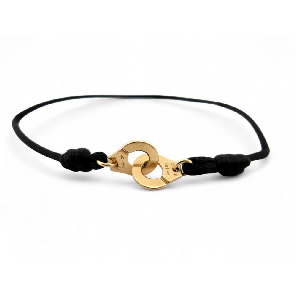 BRACELET DINH VAN MENOTTES R10 341102 EN OR JAUNE 18K 2.9GR & CORDON NOIR 1220€