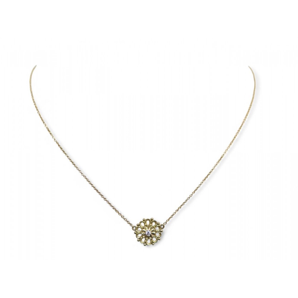NEUF COLLIER ILIAS LALAOUNIS ROSETTE 526005 DIAMANTS 0.02CT EN OR JAUNE 18K 945€