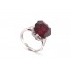 VINTAGE BAGUE COCKTAIL T53 GRENAT COUSSIN 8 DIAMANTS 0.14CT EN PLATINE 7.3G RING