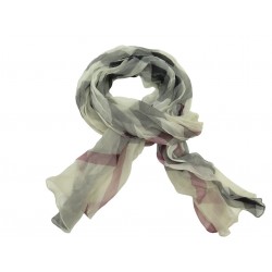 NEUF ETOLE BURBERRY MOTIF TARTAN 55X190 CM MOUSSELINE DE SOIE BEIGE SHAWL 495€