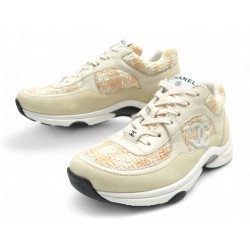 NEUF CHAUSSURES CHANEL BASKETS G38299 37 EN TWEED & CUIR LOGO CC SNEAKERS 1350€ NEUF CHAUSSURES CHANEL BASKETS G38299 37 EN TWEED & CUIR LOGO CC SNEAKERS 1350€