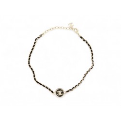 NEUF COLLIER CHANEL RAS DE COU LOGO CC CHOKER ABA006 NOIR BOITE POCHON NECKLACE