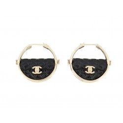 NEUF BOUCLES D'OREILLES CHANEL AB9850 CREOLES SAC TIMELESS LOGO CC HOOP EARRINGS