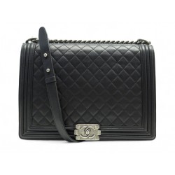 SAC A MAIN CHANEL BOY JUMBO BANDOULIERE EN CUIR NOIR BLACK LEATHER HANDBAG 7100€