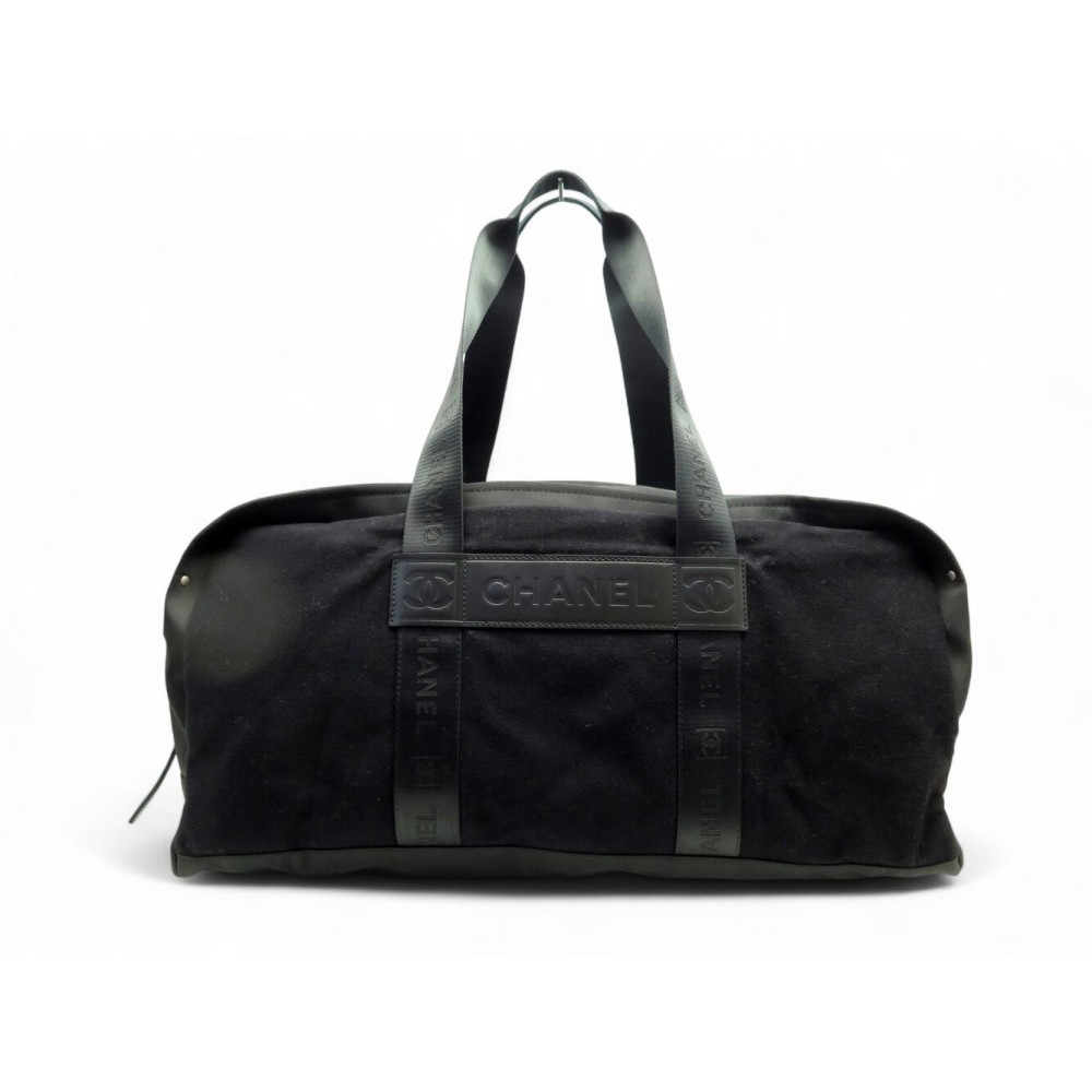 SAC DE VOYAGE CHANEL SPORT LIGNE BOSTON EN TOILE & CUIR NOIR LOGO CC TRAVEL BAG