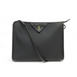 VINTAGE SAC A MAIN YVES SAINT LAURENT BANDOULIERE EN TOILE GAUFFREE NOIRE PURSE