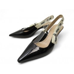 CHAUSSURES CHRISTIAN DIOR ESCARPINS SLINGBACK J'ADIOR 39 CUIR VERNIS NOIR 990€