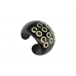 BAGUE CHANEL COCO COLLECTION 2001 T54 EN RESINE NOIRE BLACK RESIN RING 620€