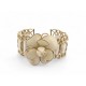 NEUF BRACELET CHANEL MANCHETTE CAMELIA EMAIL CHAINE DOREE & TISSU BANGLE 1590€