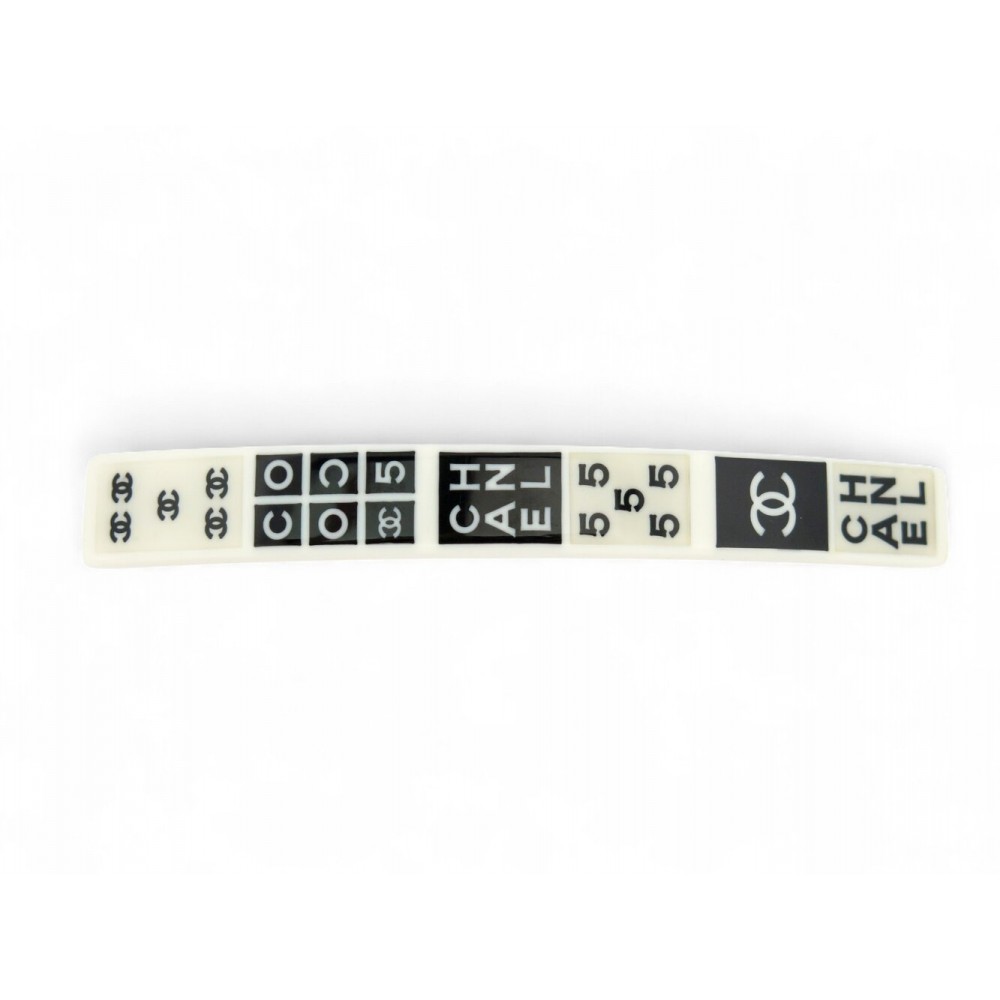 BARRETTE CHANEL LOGO CC NUMERO 5 NOIRE BLANCHE BIJOU DE CHEVEUX HAIR CLIP 590€