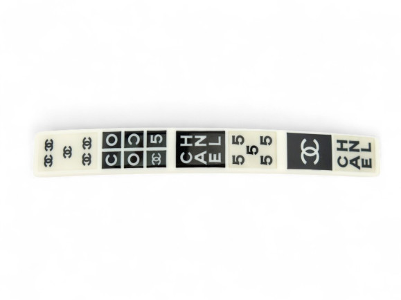barrette chanel logo cc numero 5 noire blanche bijou