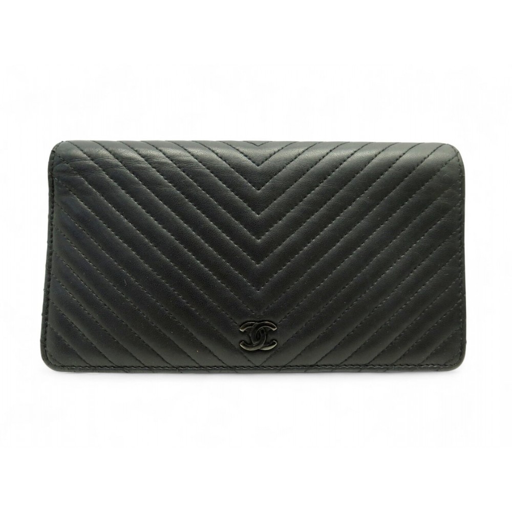 PORTEFEUILLE CHANEL TIMELESS LOGO CC CHEVRONS LONG A RABAT + BOITE WALLET 1290€