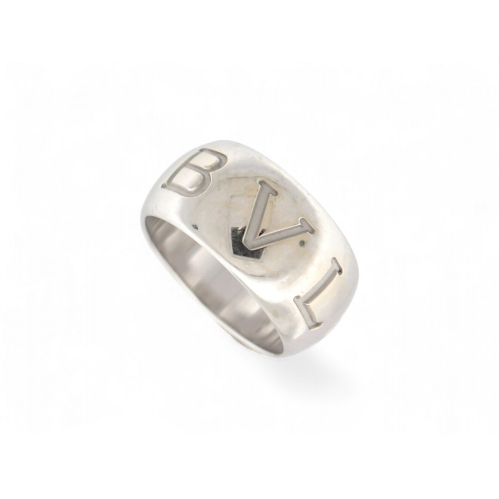 BAGUE BULGARI MONOLOGO EN OR BLANC 18K 12.7GR T54 WHITE 750 GOLD RING 3500€