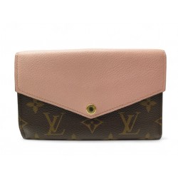 NEUF PORTEFEUILLE LOUIS VUITTON PALLAS M64072 MONOGRAM ET CUIR ROSE WALLET 560€