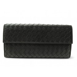NEUF PORTEFEUILLE BOTTEGA VENETA CUIR INTRECCIATO NOIR GRAND FORMAT WALLET 820€