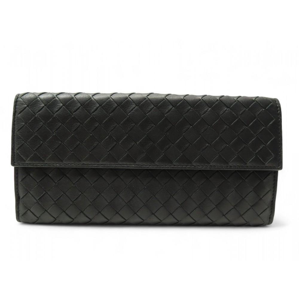NEUF PORTEFEUILLE BOTTEGA VENETA CUIR INTRECCIATO NOIR GRAND FORMAT WALLET 820€