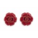 NEUF BOUCLES D'OREILLES CHANEL CAMELIA LOGO CC 2005 RESINE ROUGE EARRINGS 690€