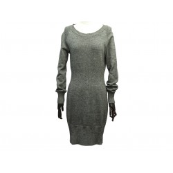 ROBE CINTREE CHANEL P39910 MANCHES LONGUES 38 M EN LAINE BOUTONS CC DRESS 3690€