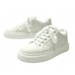 CHAUSSURES BASKETS PRADA 1E621M 36 IT 37 FR CUIR BLANC BOITE WHITE SNEAKERS 750€