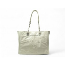 NEUF SAC A MAIN CHANEL CABAS DEAUVILLE CAMBON MM EN CUIR CREME TOTE BAG 5500€