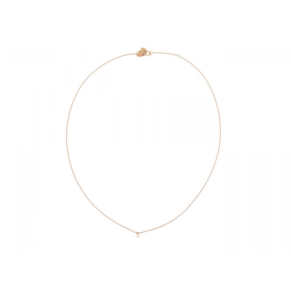 NEUF COLLIER CHOCKER VANRYCKE STARDUST DIAMANT 0.04CT OR ROSE 18K NECKLACE 680€