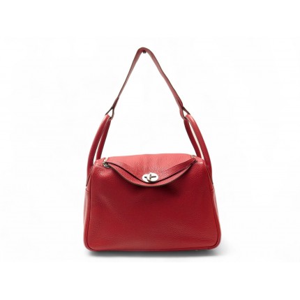SAC A MAIN HERMES LINDY 30 EN CUIR CLEMENCE ROUGE GARANCE PALLADIE PURSE 6500€
