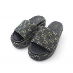 NEUF CHAUSSURES GUCCI 623212 MULES SLIDE DENIM GG 36.5 IT 37.5 FR SANDALES 595€