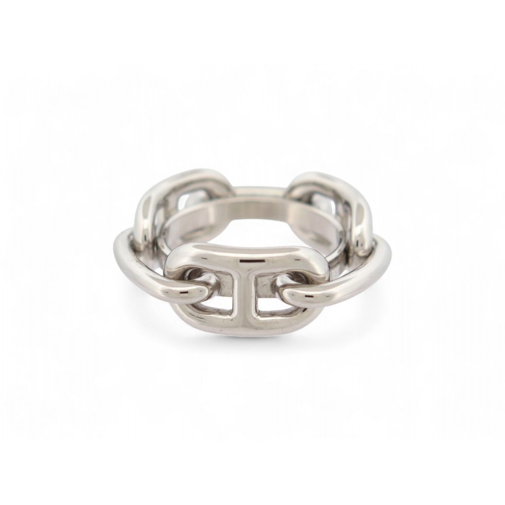 NEUF ANNEAU DE FOULARD HERMES REGATE CHAINE D'ANCRE ARGENT CARRE SCARF RING 210€