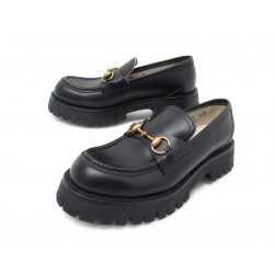 NEUF CHAUSSURES GUCCI GG MORS HORSEBIT 577236 MOCASSINS 39 CUIR NOIR SHOES 920€