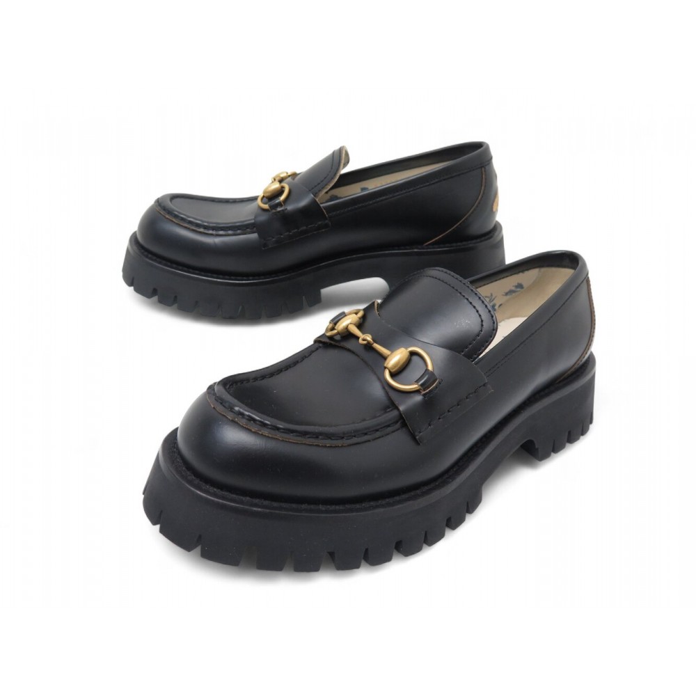 NEUF CHAUSSURES GUCCI GG MORS HORSEBIT 577236 MOCASSINS 39 CUIR NOIR SHOES 920€