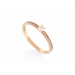 NEUF BAGUE VANRYCKE SOLITAIRE PAVEE DIAMANTS EN OR ROSE 18K T53 GOLD RING 1690€